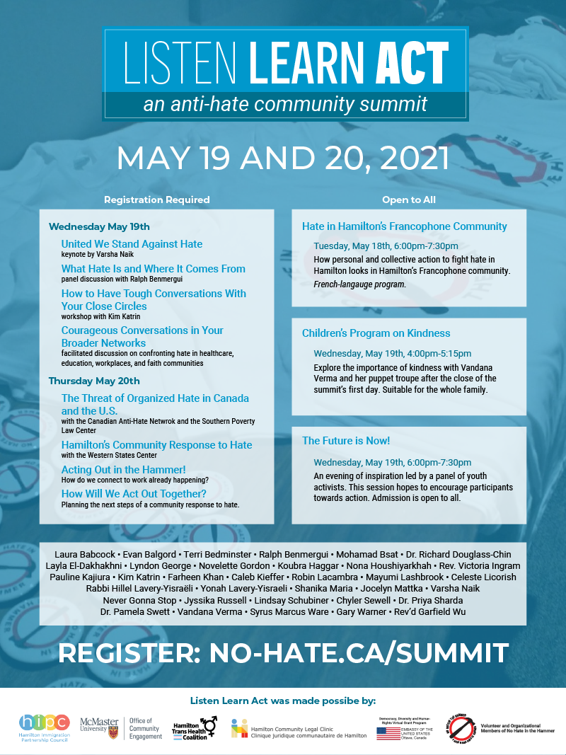 Listen Learn Act Summit poster with program details