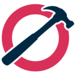 The No Hate in the Hammer logo showing a hammer as the cross bar in symbol for prohibiting something, a red circle with a cross through it